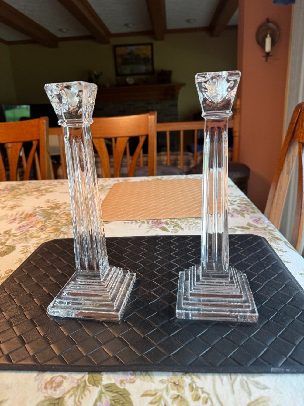 Pair of Waterford Crystal American Heritage George Washington Candle Holders
